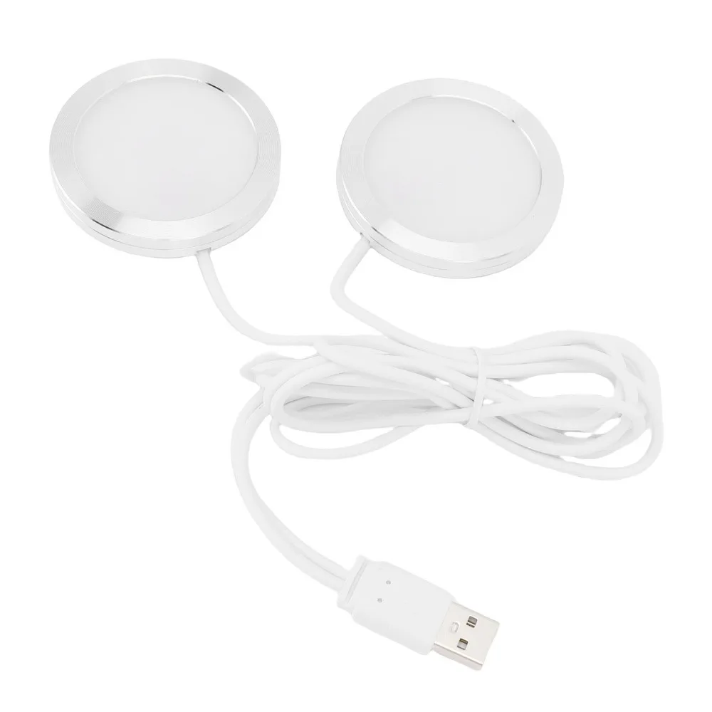 Dual Head LED Spotlight 5V USB Powered Round Under Counter Light Surface Mounted Neutral Light 4000K Model Display Lamp