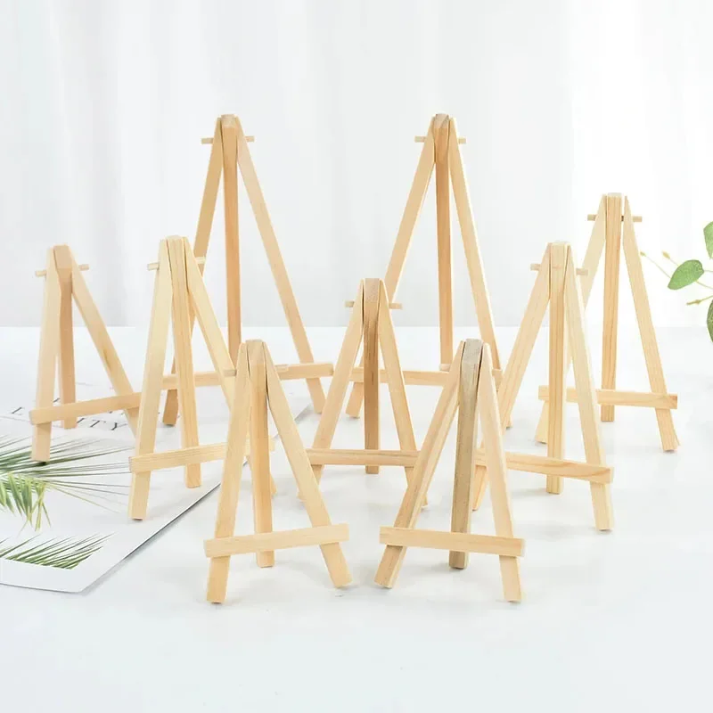 10pcs Wood Mini Easel Frame Desktop Triangle Display Stand Wedding Table Card Stand Holder Children Painting Craft Artist Tripod