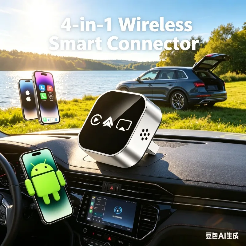 Premium Wireless CarPlay Dongle, Change Wired CarPlay/Android Auto To Wireless Mirror Projection, Easy Plug Play