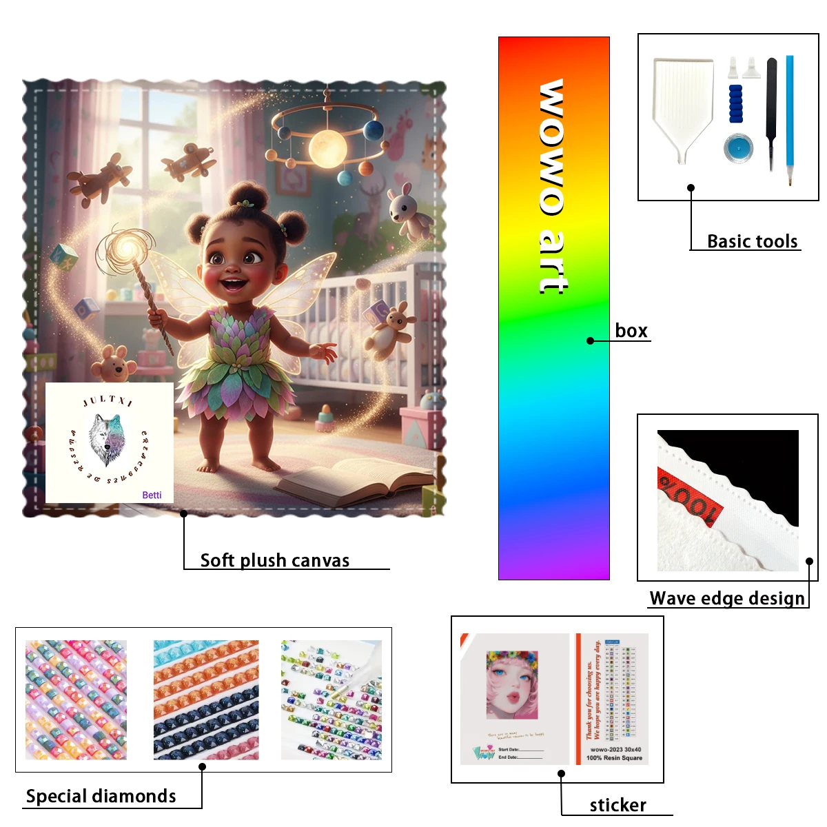 

【Betti_ Diamond Art】Cute little child Crystal AB Rhinestone FD Rhinestone Perfect Resin Diamond