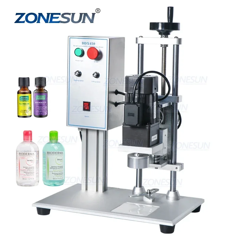 

ZONESUN ZS-XG450 Electric Semi Automatic Spray Water Beverage Hand Sanitizer Bottle Caps Screw Sealing Tabletop Capping Machine