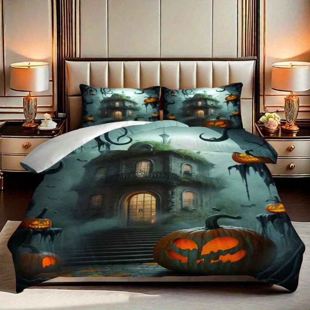 

Horro Halloween Bedding Set Pumpkin Digital Printed Soft Cozy Duvet Cover King Queen Twin Single Size Bithday Gift Room Decor