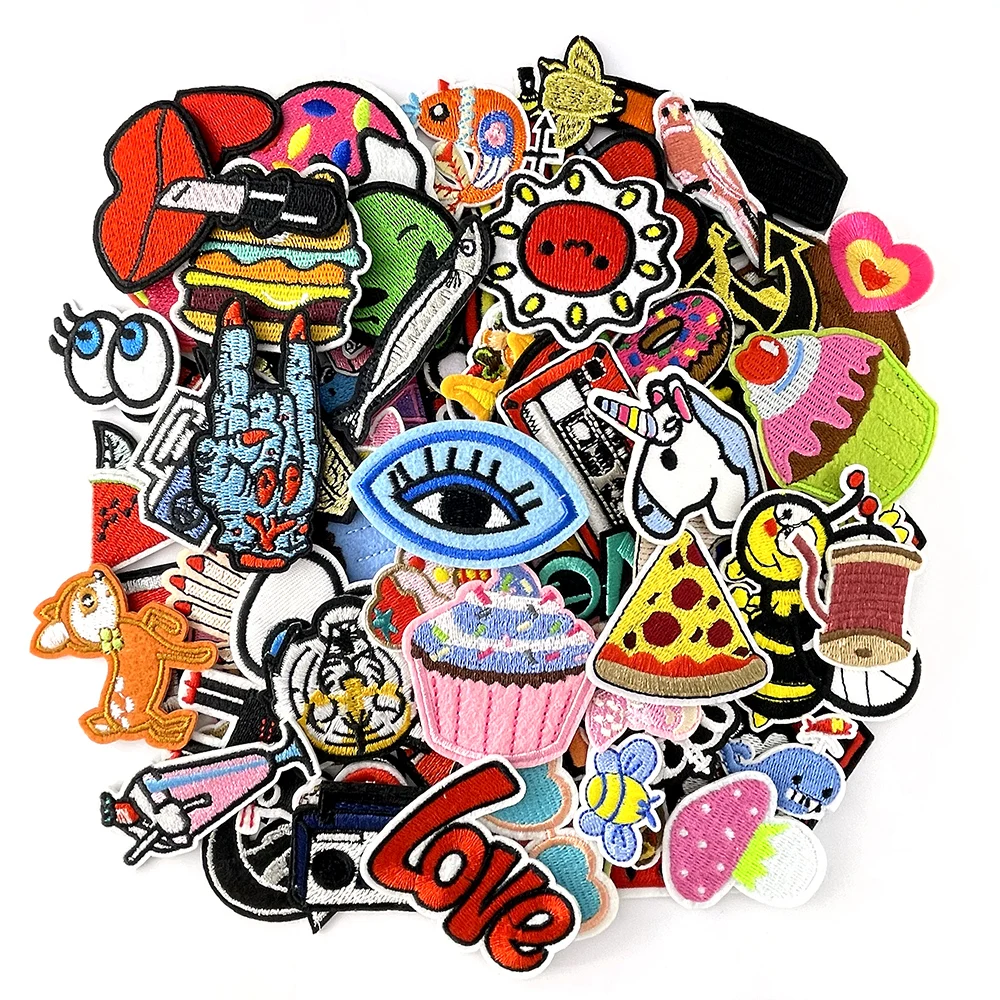 100pcs Random Mix Cartoon Girl Patch for Clothing Iron on Patches for Clothes Decoration Apparel Fabric Sewing Appliques Badge