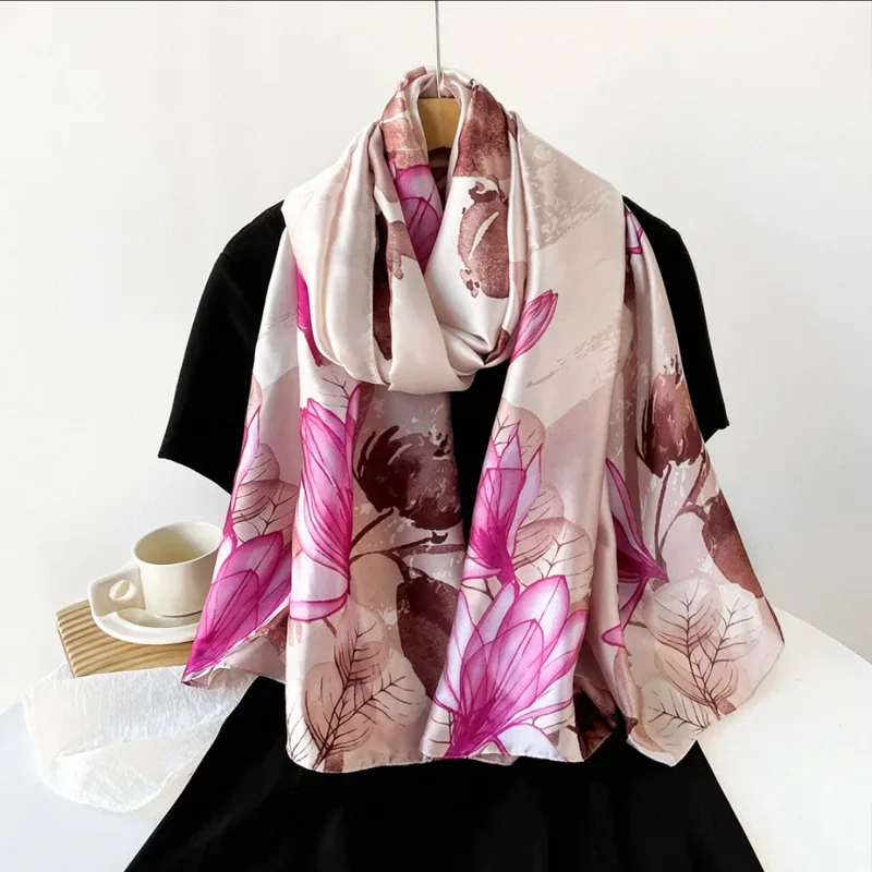 

Fashionable Printed Scarf Satin Artificial Shawl Elegant Women's Long Scarves All-Match Windproof