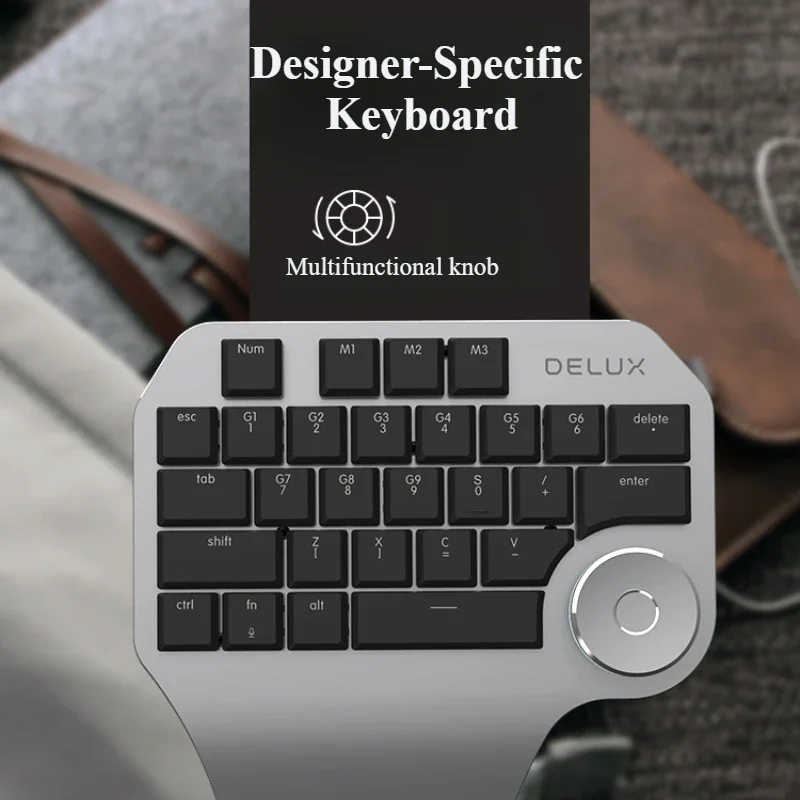 

29key Designer One-handed Keyboard with Knob Wired Aluminium Custom Shortcut Key for CAD PS Drawing Office Mechanical Keyboard