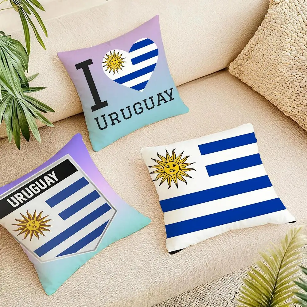 Smart Country Uruguay Cushion Cover Short Plush Pillowcase, Washable Wrinkle Resistant Cover for Bedroom Gift