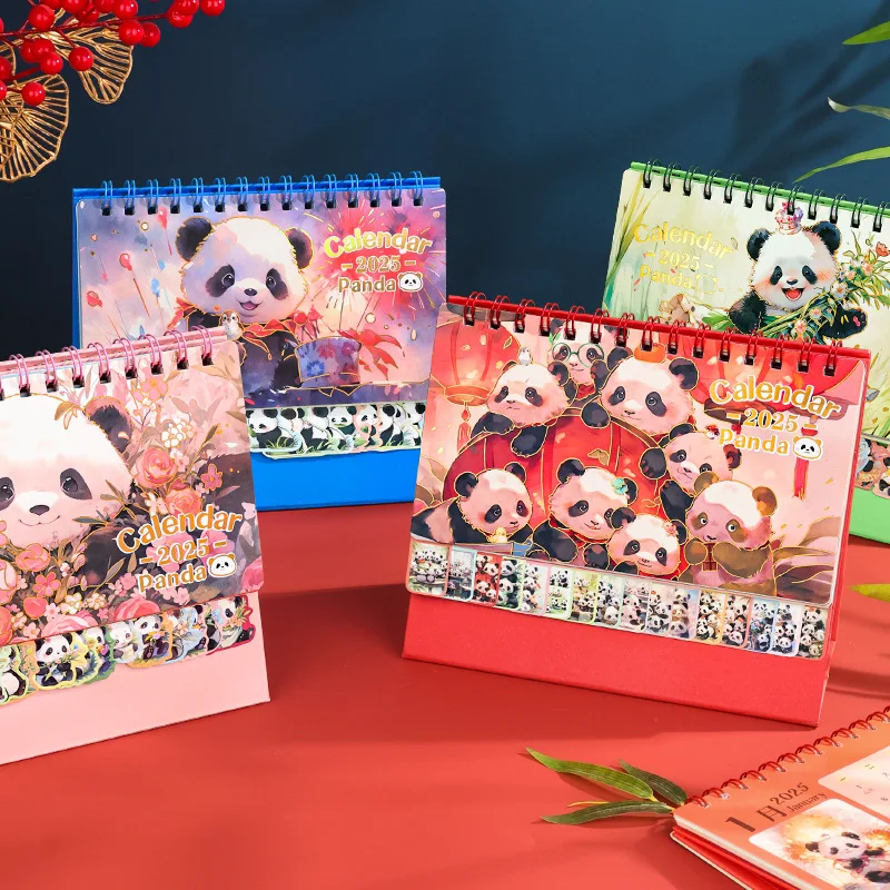 2025 New Cute Panda Flower Calendar 2025 New Mini Calendar 25 Year Snake Year Creative Desktop Ornament