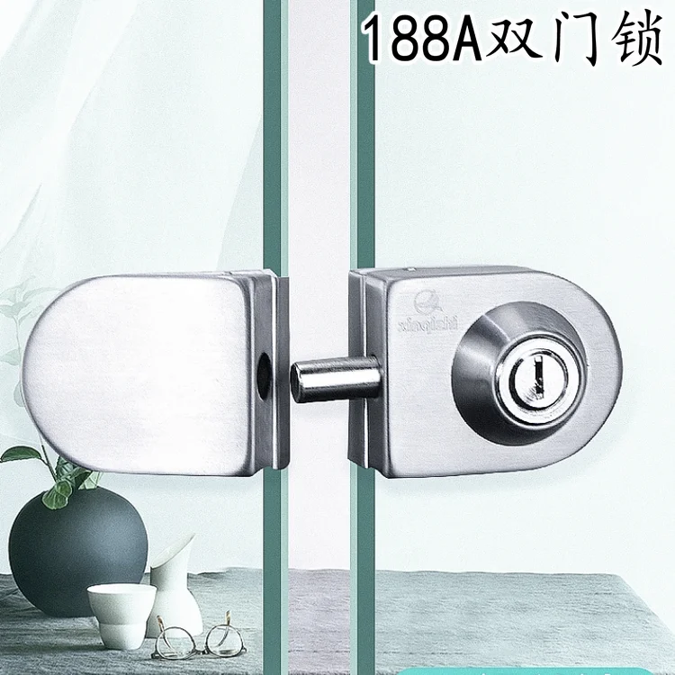 Stainless Steel Glass Door Lock - High-Security Single Door Lock with Key - Anti-Theft Glass Bolt Lock for Frameless Glass Doors