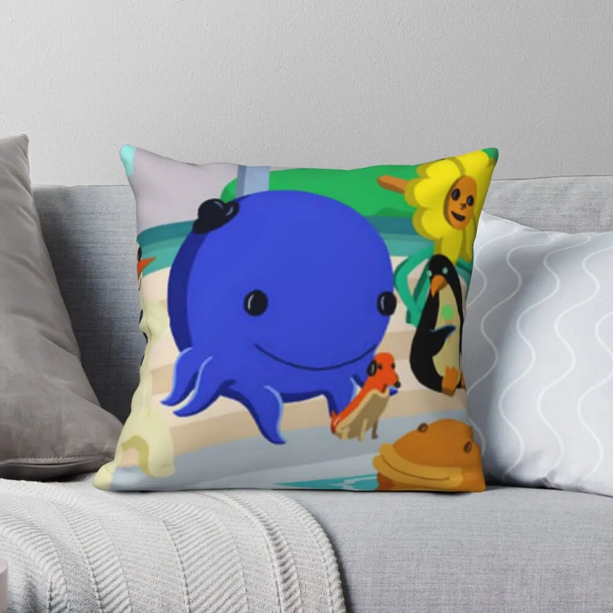 Oswald Weenie Friends Pillowcase Polyester Linen Velvet Creative Zip Decor Sofa Seater Cushion Cover 45x45