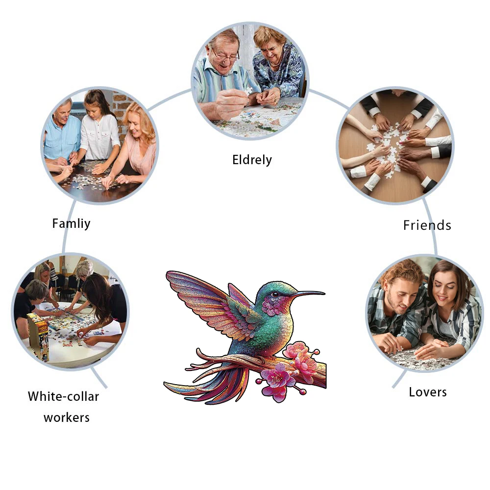 鳥の木製パズル、ユニークな形のピース木製ジグソーパズル、大人用、クリスマスギフト、ファミリーゲーム、家の装飾