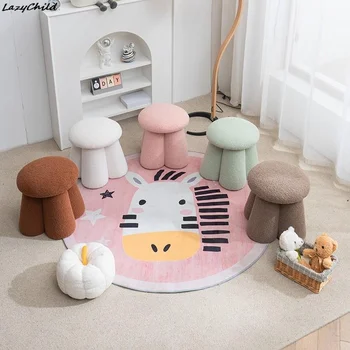 Gorący sprzedający się stolec grzybowy Sofa dla dzieci Teddy aksamitna tkanina leniwa osoba Sofa, wielofunkcyjny stołek do salonu gorący