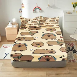 Capibara Cartoon Fitted Sheet For Children Cute Digital Printing Coverage Baby Teenager With Sheets Cover Elastic Bedding