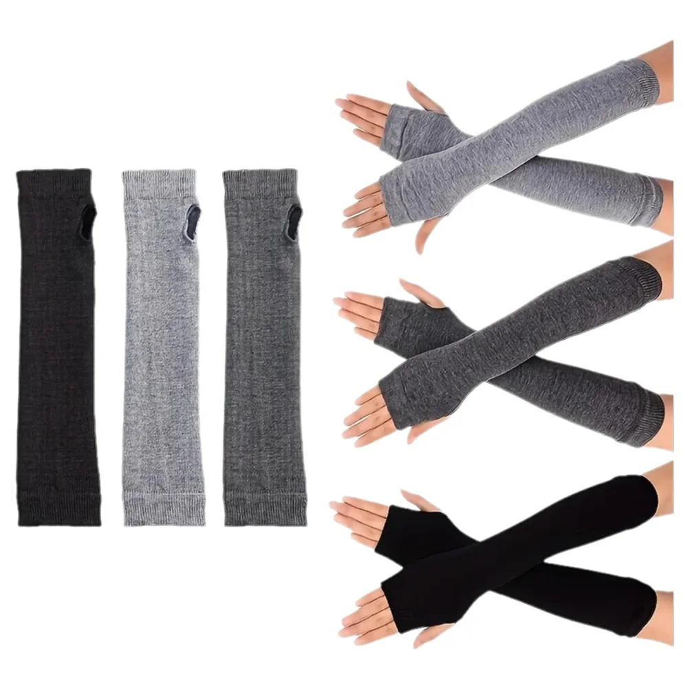 AliExpress WRELS 1/3pairs Long Fingerless Gloves Soft Stretchy Warm Arm Warmers with Thumb Holesind Windproof Elastic Outdoor Sport Arm Warmer