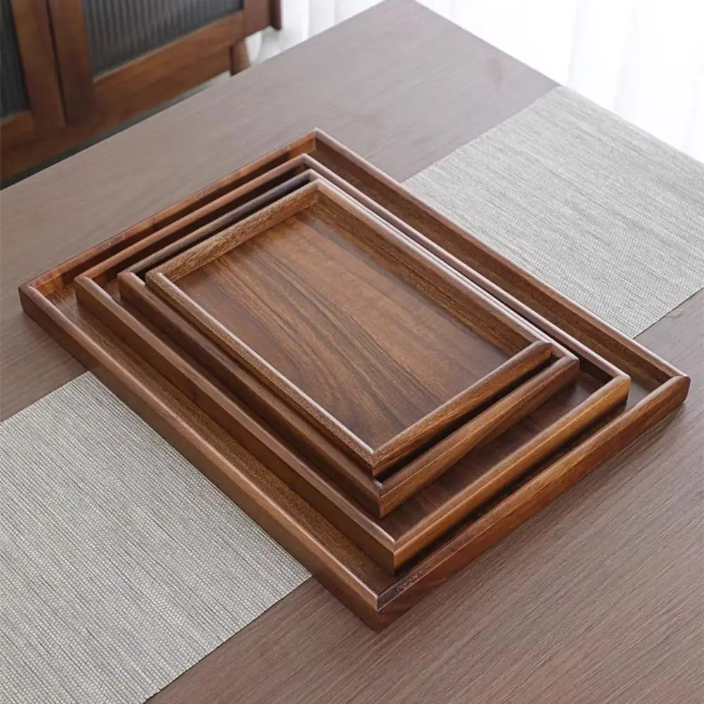Decorate Tray Natural Wood Wooden Tray Rectangular Retro Style Serving Tray Tea Food Tray Coffee Table