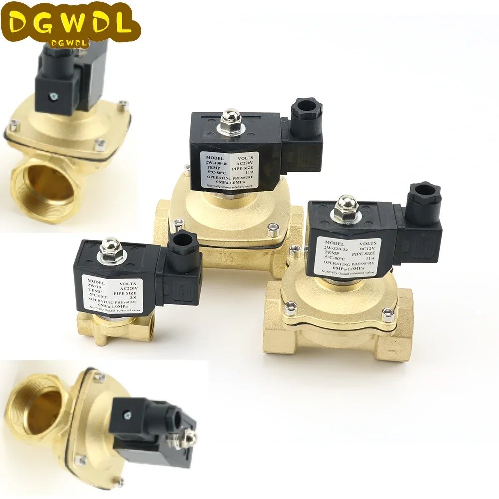 AC220V DC12V DC24V Normally Closed Brass Solenoid Valve With Waterproof Coil DN10/15/20/25/32/40 Water Valve 1/2