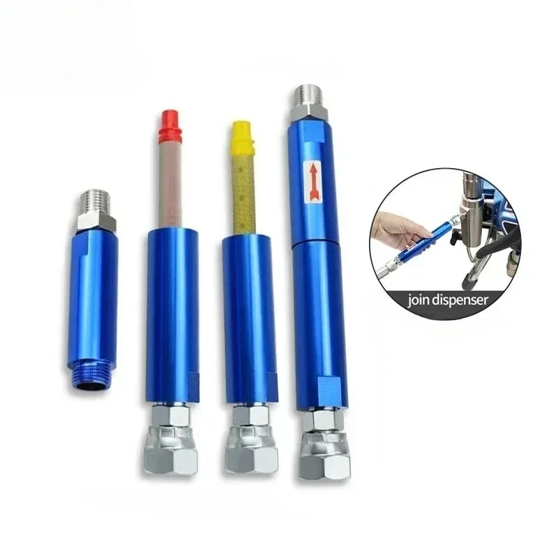Blue Airless Spray Machine Filter With Two Connector Joint Adapters Airless Paint Spray Gun Accessories
