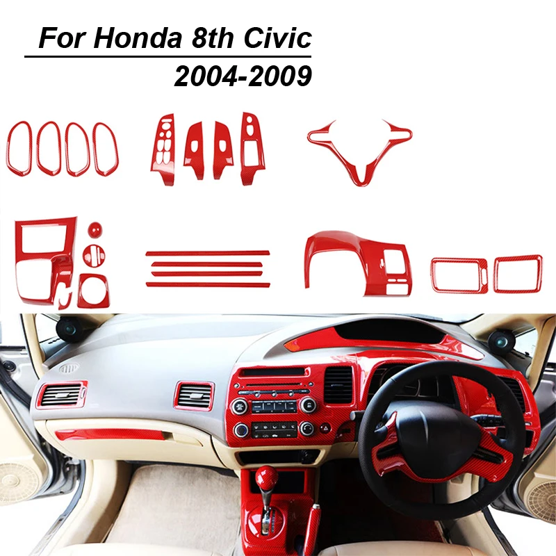 For Honda Civic 8Th 2024-2029 Interior Modification Abs Stickers Central Control Steering Wheel Air Outlet Car Accessories