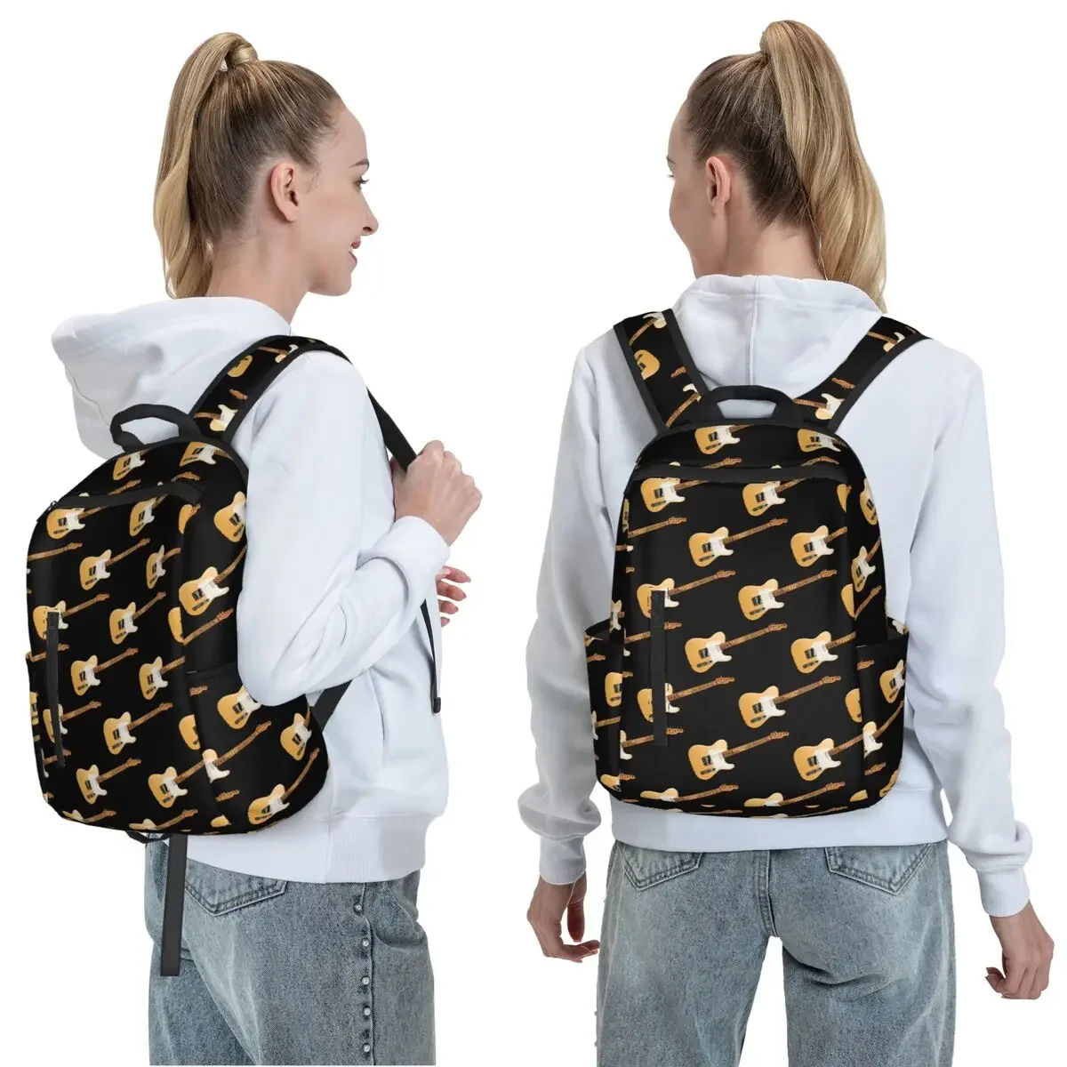 Blonde Telecaster Guitar Distressed Look Backpack Daypack Kids BookBag School Bag Shoulder Bags for Men Women