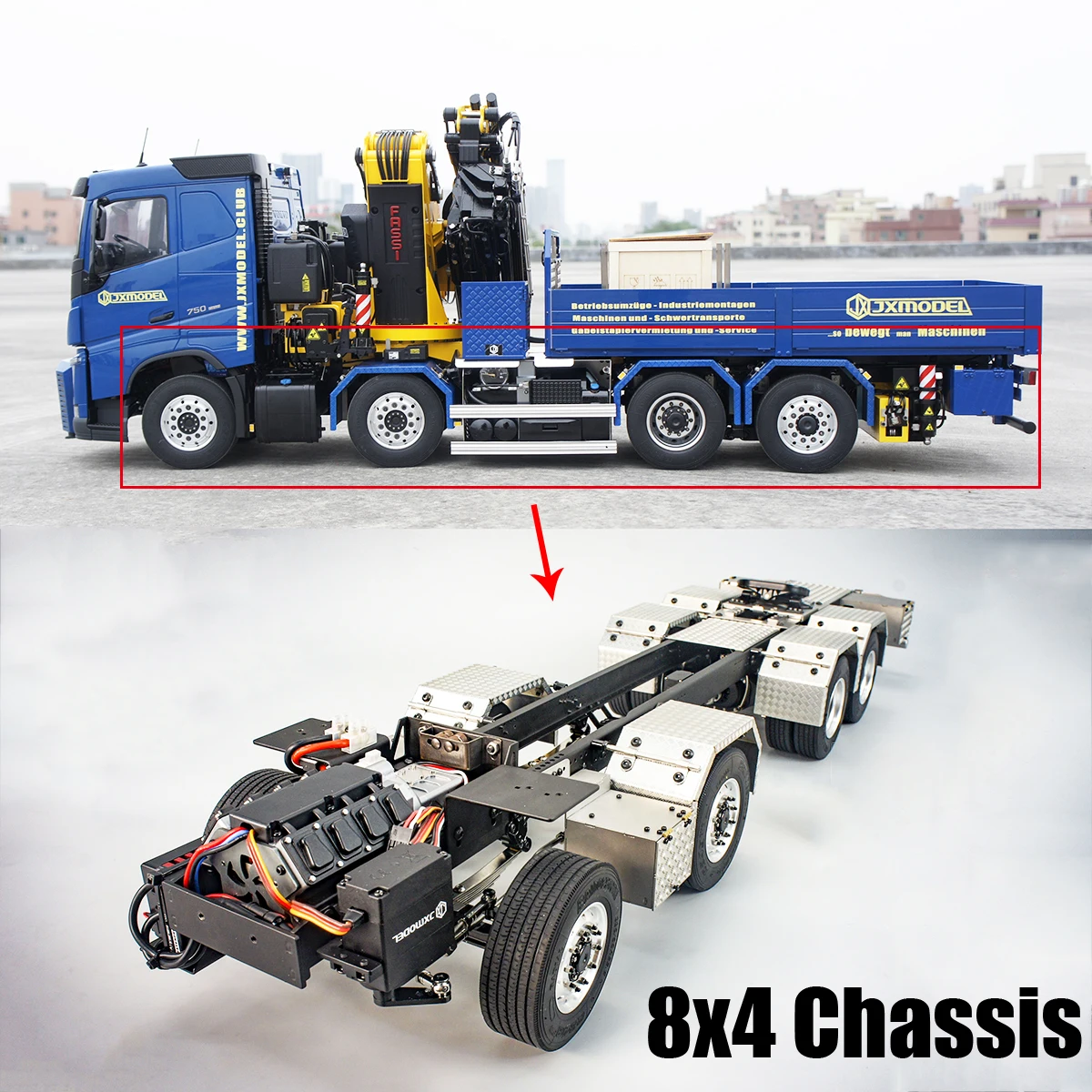 F1650 Truck Mounted Crane 8x4 Metal Chassis Accessories Suitable for Tamiya Tractor Model Toy Two Speed Gearbox