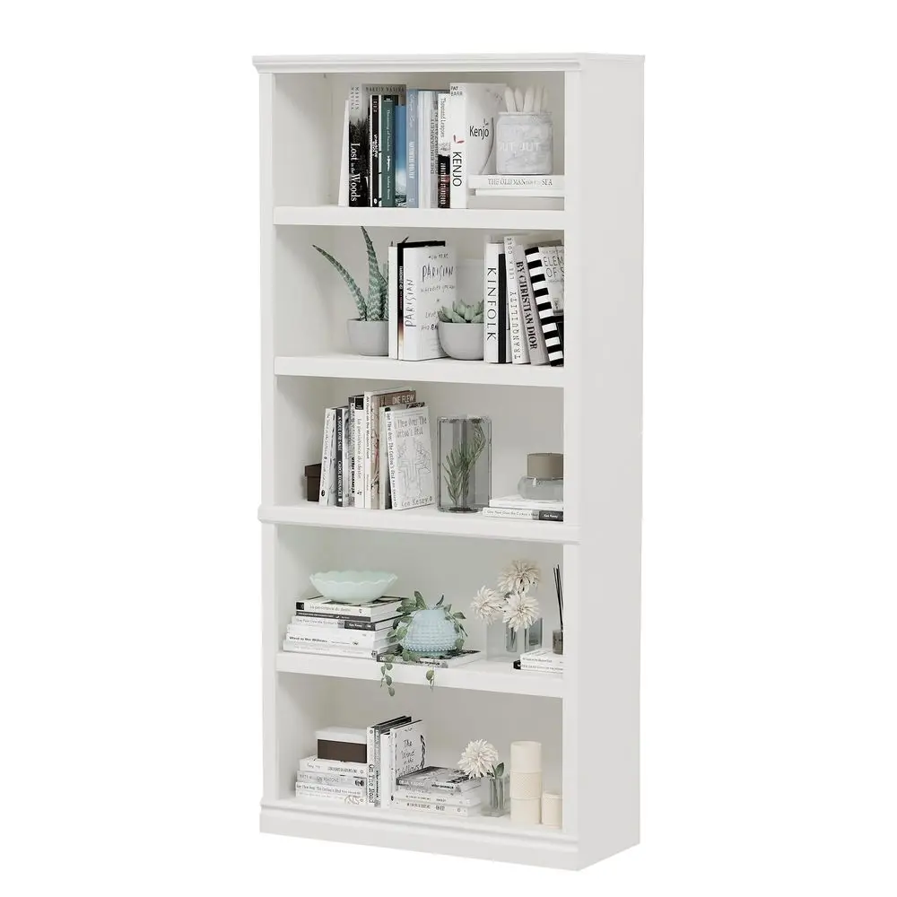 

70Inch Tall White Bookcase, 5 Tiers Shelves Open Storage Bookshelf, 33 in Wide Anti Tipping Indoor Furniture, Book Cases for Ho