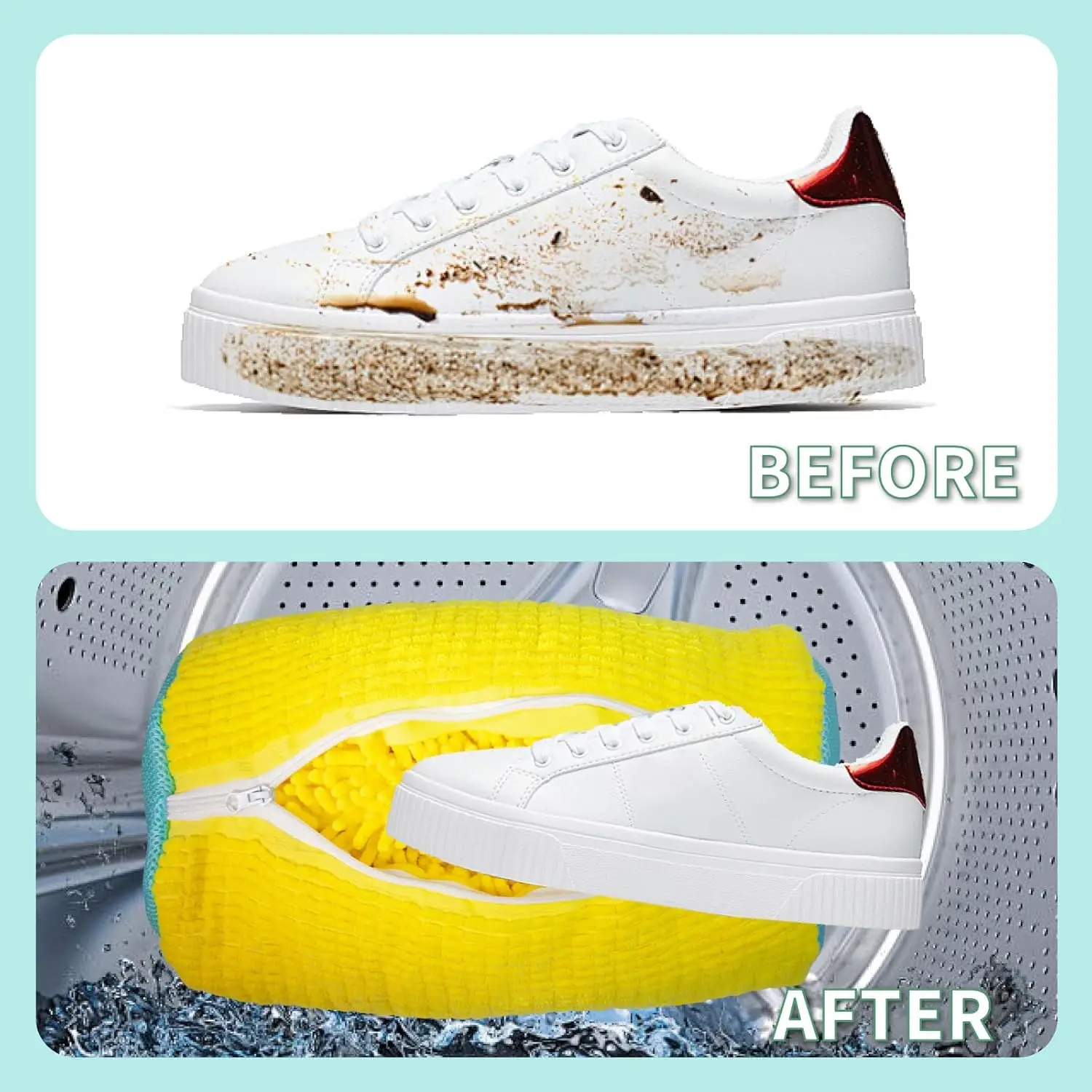 Hochwertiger Mesh-Schuhe-Waschbeutel mit Reißverschluss, weiche Innenausstattung schützt Sneakers und Freizeitschuhe in Waschmaschine und Trockner, perfekt für Reisen und Aufbewahrung, praktisch für den täglichen Gebra – Detail 11
