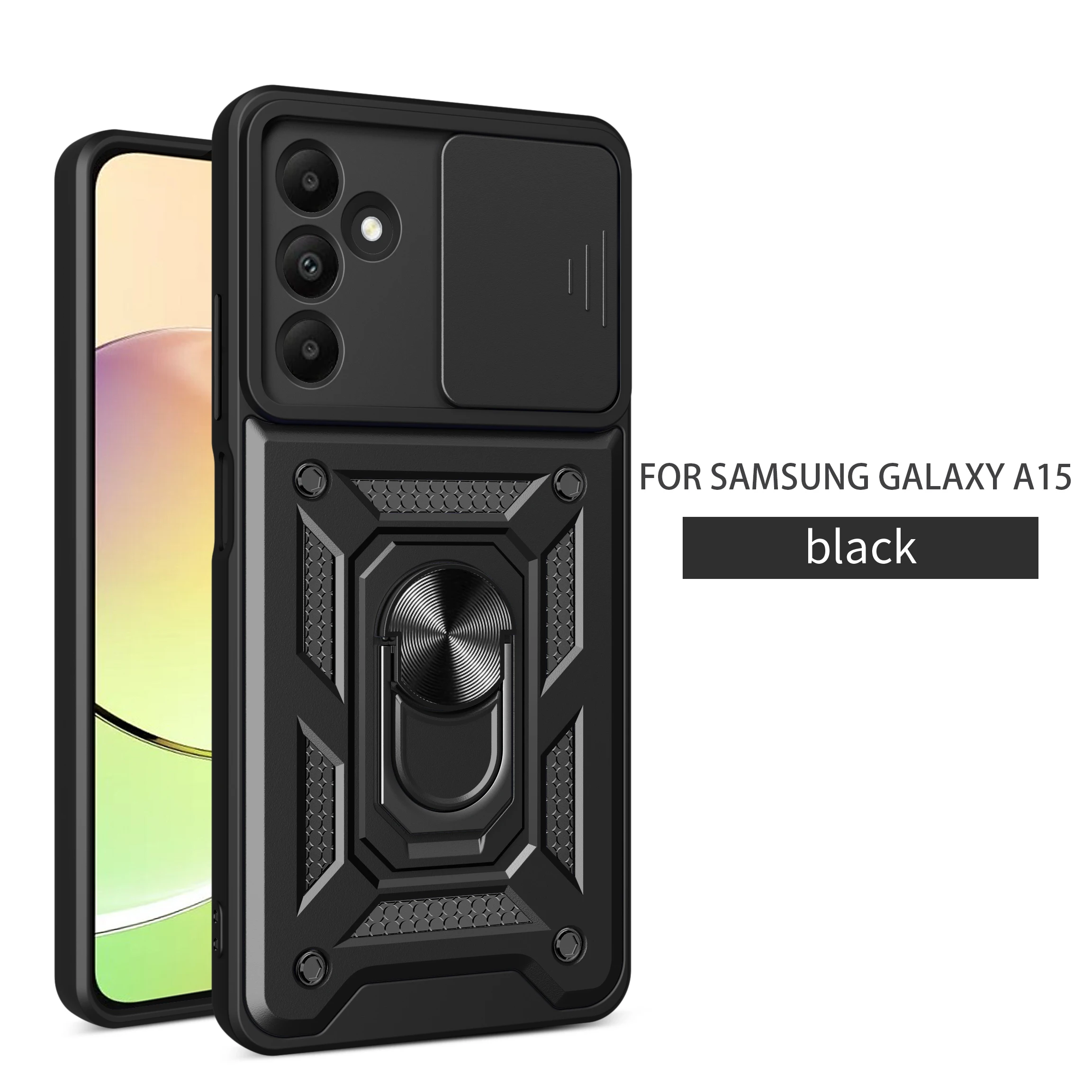 For Samsung Galaxy A15 Case Push Window Lens Cover Ring Bracket Etui Coque for Samsung Galaxy A05 A25 A35/Galaxy A35/Galaxy A55