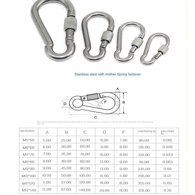 M6/M8/M10 Multifunctionele 304 Rvs Spring Snap Karabijnhaak Quick Link Lock Ring Haak Snapsluiting Keten sluiting Haak
