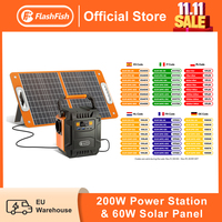 FF Flashfish Portable Power Station 200W Solar Generator 172.8Wh Battery AC Outlets with 60W Solar Panel for Outdoor Camping RV