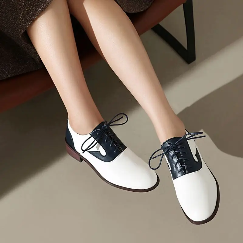 

Girseaby Винтажные женские туфли-лодочки с круглым носком на шнуровке, разноцветные, большие размеры 40, 41, 42, 43, повседневная мягкая офисная женская обувь для отдыха, весна