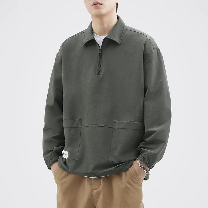 

Японская мужская толстовка с воротником-стойкой, осенне-зимняя, свободного кроя, с принтом, повседневная, модная, молодежная