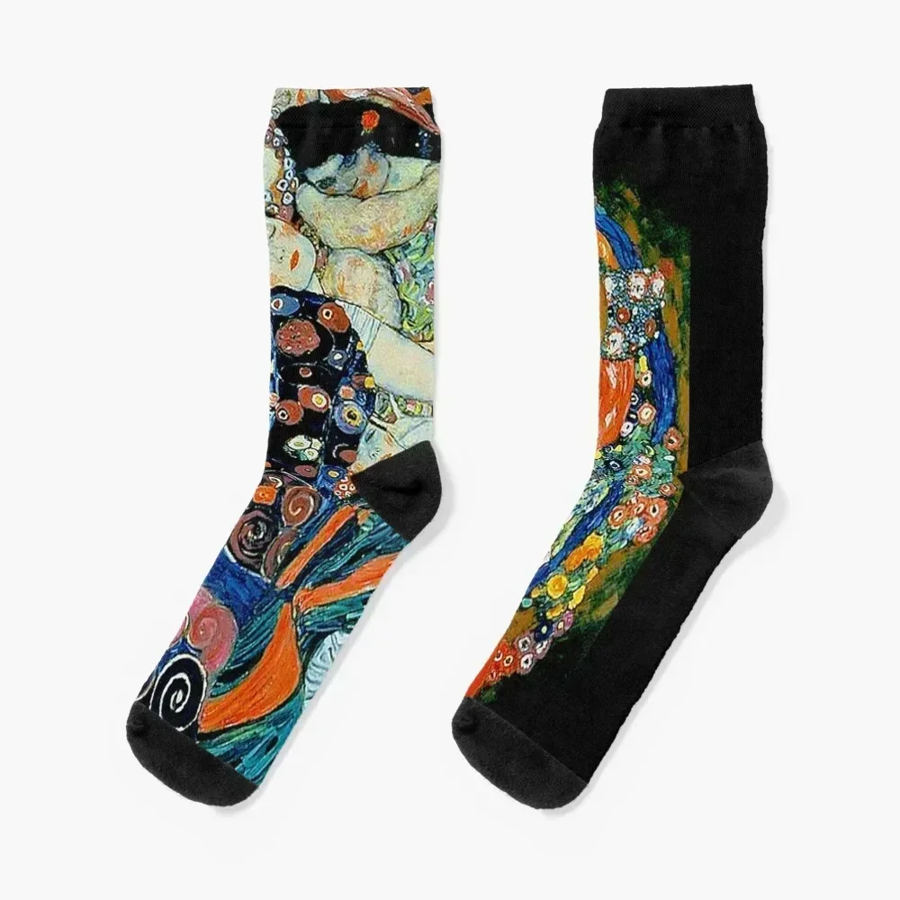 

MAIDENS : Vintage Gustav Klimt Oil Painting Print Socks cotton basketball valentine gift ideas Socks Ladies Men's