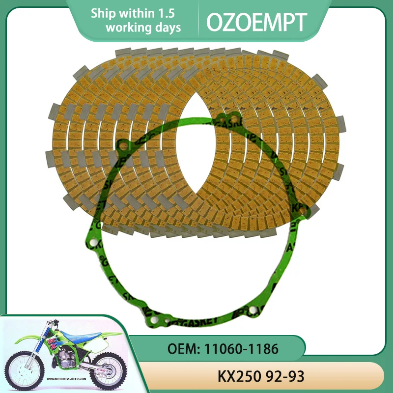 

OZOEMPT Motorcycle Clutch Disc Set And Cover Gasket Apply To KX250 92-93