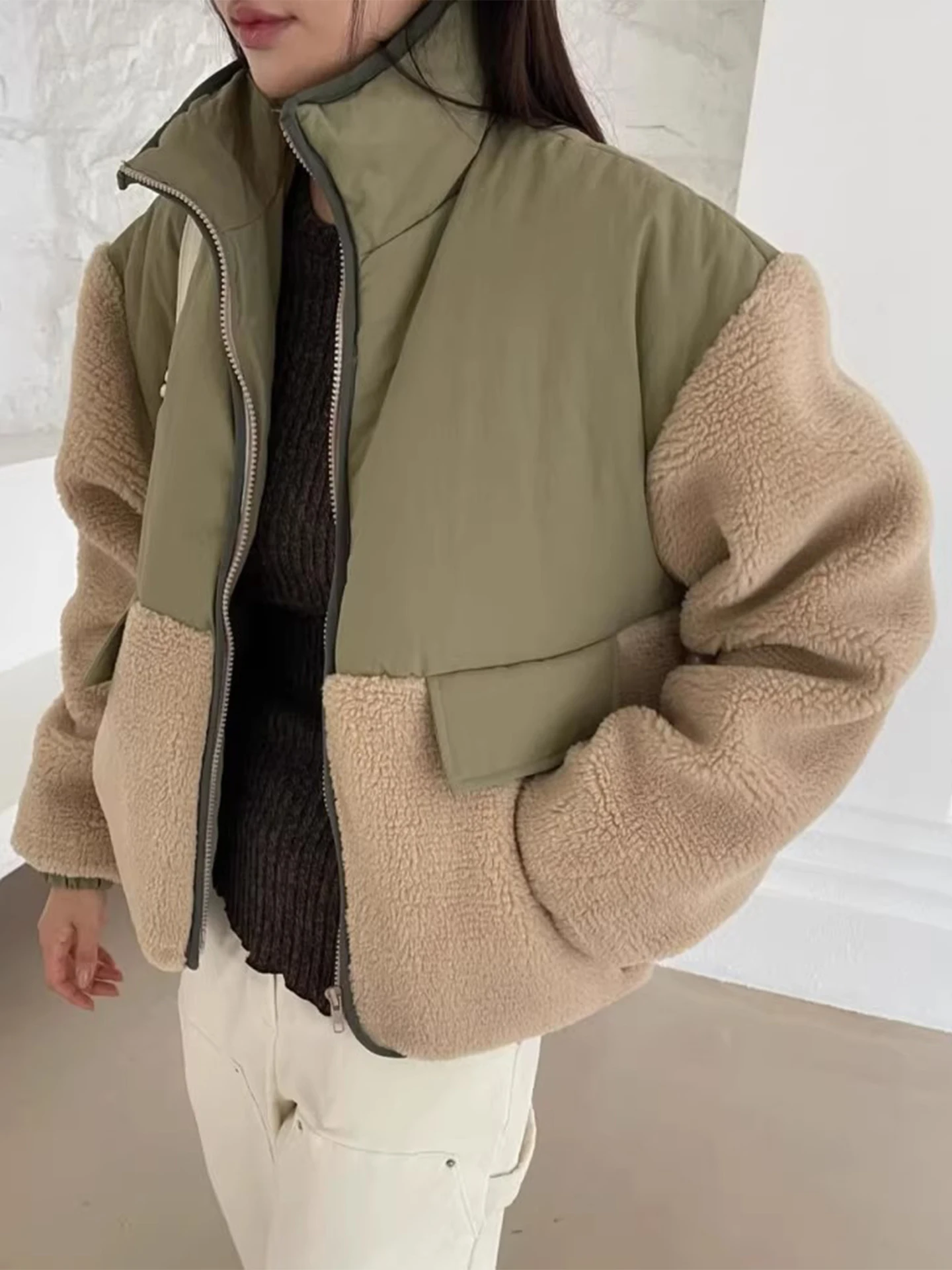 

Retro Color Blo Lamb Fur Cotton Jaet Women's Winter New Sle ket Versatile Warm Cotton Clothes Korean Loose Fit Long ...