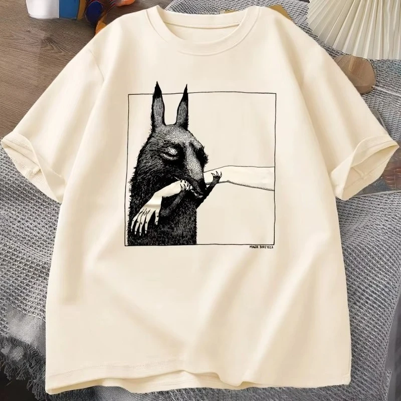 Funny Creature Bite Hand T Shirt Animal Lover Tshirt Crewneck Short Sleeve Fashion Harajuku Casual Street Tees Aesthetic Tops