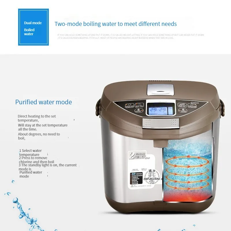 Bollitore intelligente per uso domestico a doppia banca e doppia temperatura con bollitore termostatico integrato in acciaio inossidabile 6L