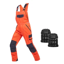 Orange Work Bib and Brace Overalls with Knee Pads Pocket  Orange Overalls work wear Craftsman Bib Brace Overall