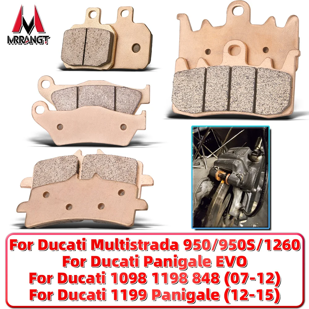 MRRANGT مجموعة مكابح الدراجات النارية لـ Ducati Multistrada 950 1260 1098 1198 848 1199 مكابح سباق معدنية ملبدة