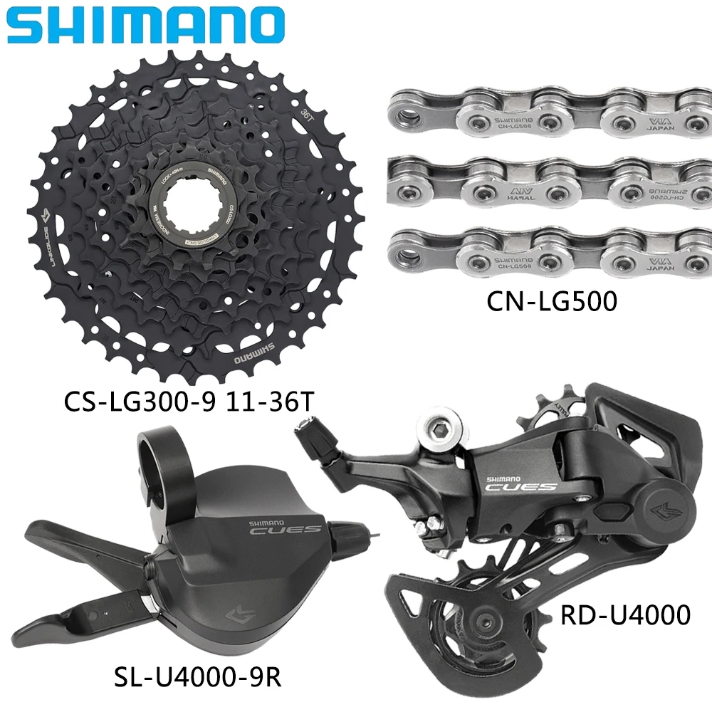 SHIMANO CUES U4000 9 Speed Derailleur MTB Bike Rear Derailleur CS-LG300-9 11-36T/41T Cassette CN-LG500 Chain Bicycle Parts