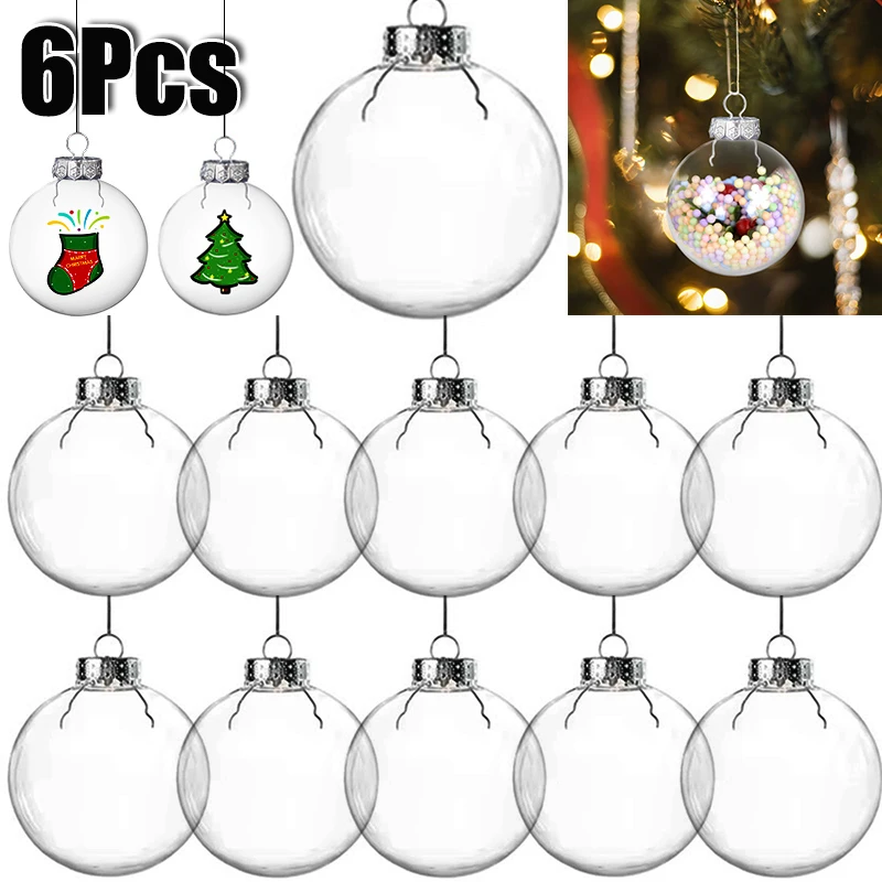 

6pcs Christmas Clear Ball Plastic Fillable Ornament Xmas Tree Hanging Bauble Pendant Merry Xmas Home Decoration New Year Navidad