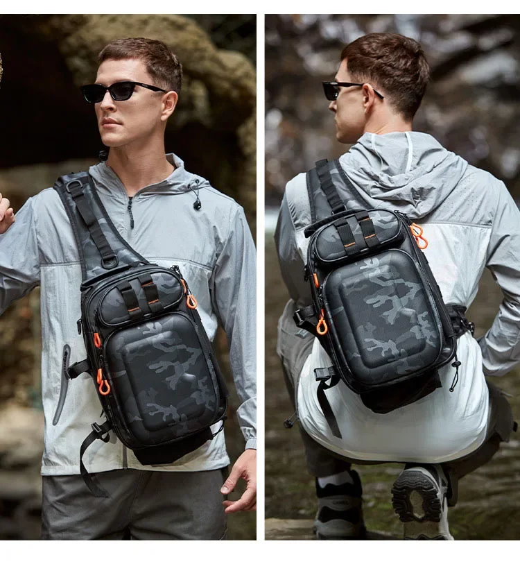Tactical Fishing Chest Bag with Rod Holder Molle Sport Pouch Outdoor Hiking Climbing Single Backpack Large Hunting Fanny Pack 가방