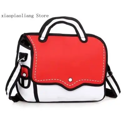 Creative Fashion 2D Bag Painting Cartoon Paper Cartoon Handbag Women Casual Shoulder Bag