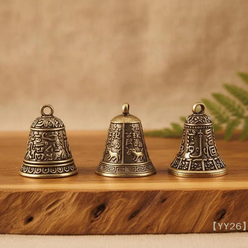 【YY26】Vintage Brass Bell Pendant Crisp Sounding Home Decor Accent Holiday Ornament Wind Chime