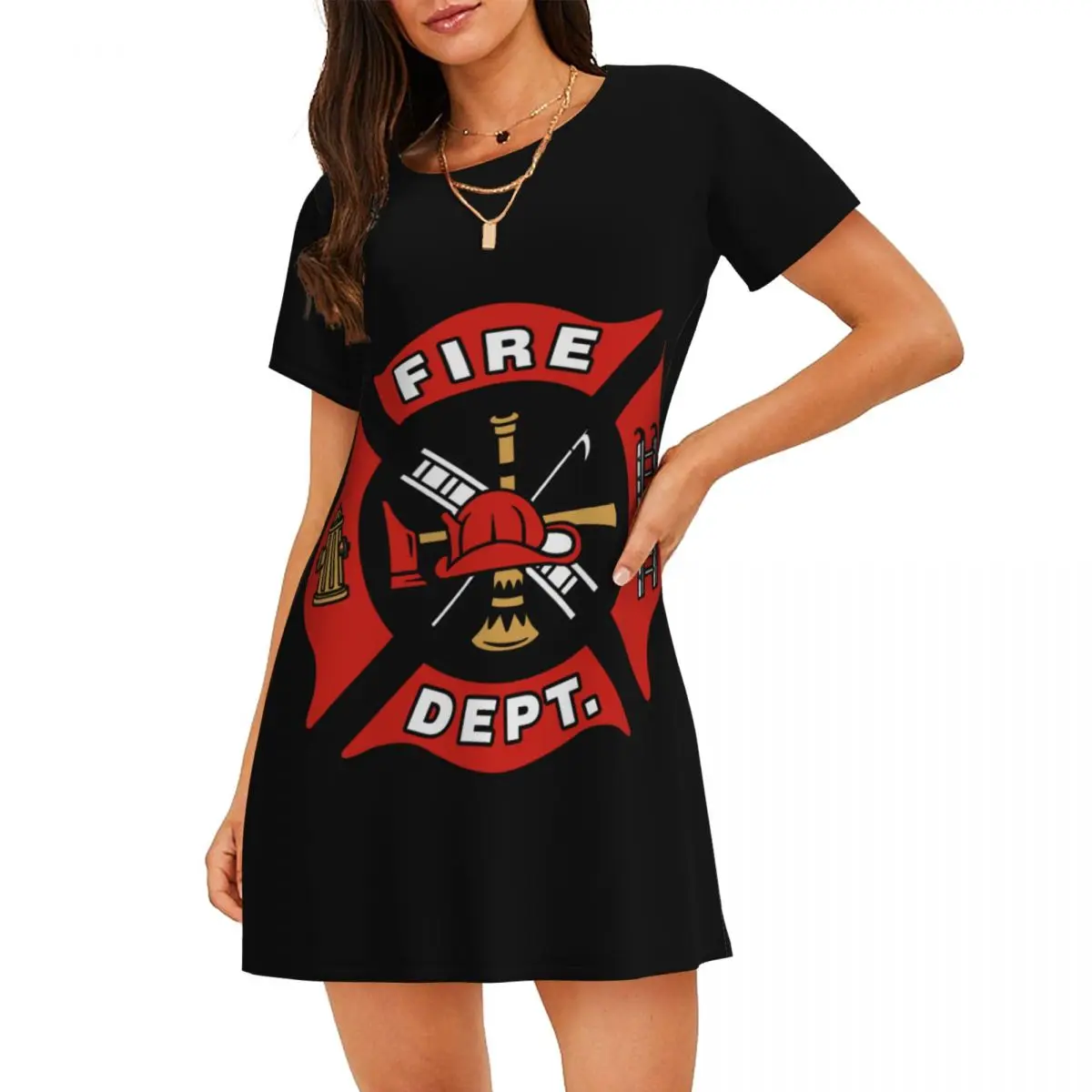 

Custom Firefighter Fires Rescue Sleepshirts Sleeping Loose Sleepdress Pajama Fires Rescue Firefighter Dress Nightdress Sleepwear
