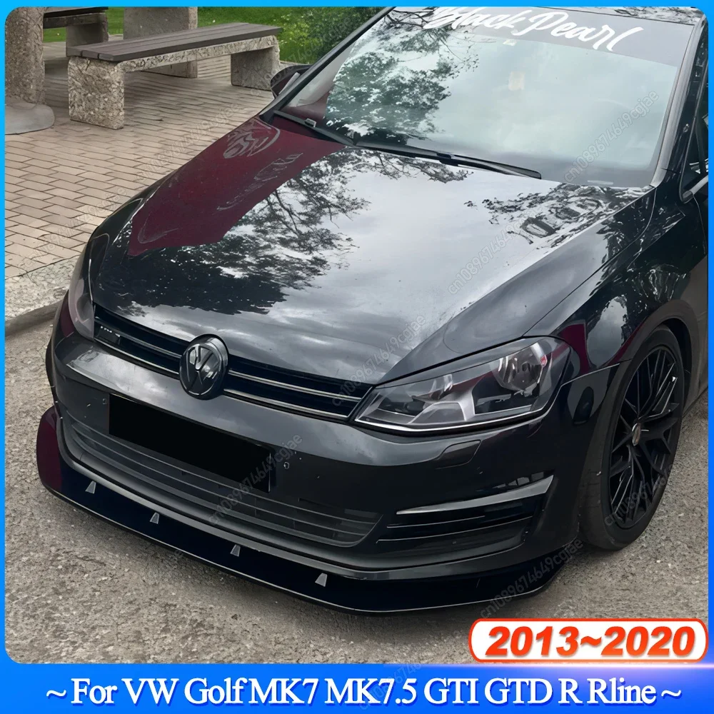 3Pcs For VW Golf 7 7.5 MK7 MK7.5 GTI GTD R Rline 2013-2020 Front Bumper Lip Spoiler Splitter Diffuser Protector Body Kits Tuning