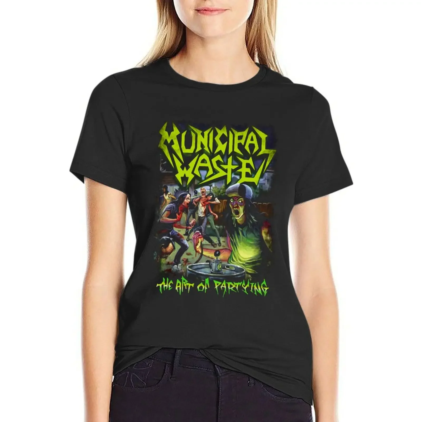 Belohnung Municipal Waste Band Geschenk für Halloween T-Shirt übergroße Grafiken Sommer Tops kurz geschnittene T-Shirts für Frauen