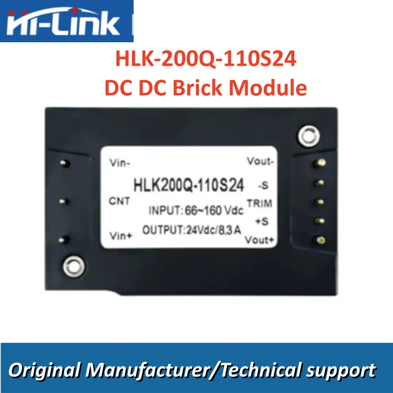 

Original HLK-200Q-110S24 200W DC-DC Brick Power Module 66-160VDC Input 24V 8.3A Output 3000V Isolation Railway Power Supply