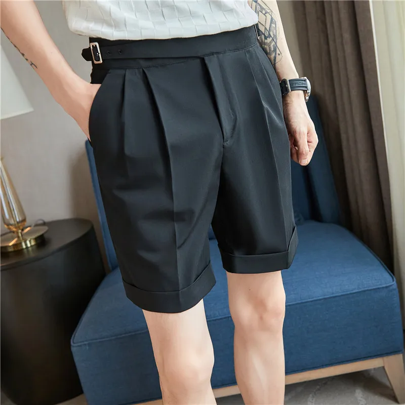 2023 Pleated Shorts Men Summer White Shorts Bermuda Work Wear Clothes Men Breathe Cool Streetwear Short Korean Fashion Style 36