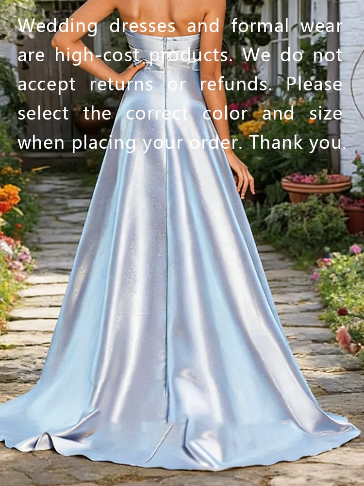 Elegante trägerlose, geraffte, himmelblaue, ärmellose A-Linie-formale Abendkleider, Geburtstagsfeier, Ballkleider, individuell gestaltet