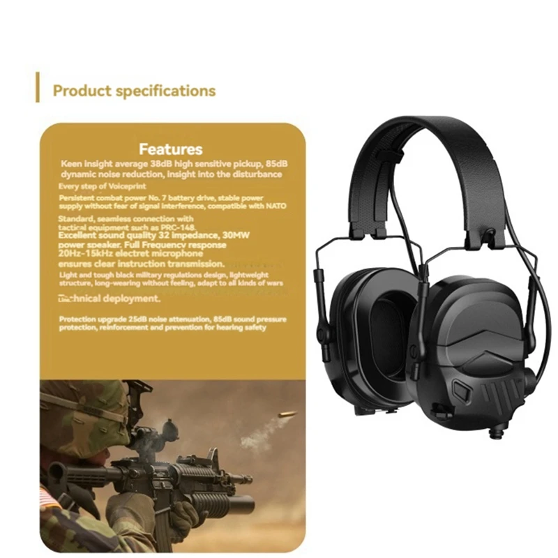 Tactical Headset Anti-Noise Headphone Electronic Protection Earmuff Hunting Sports Tactical Headset Nrr25db