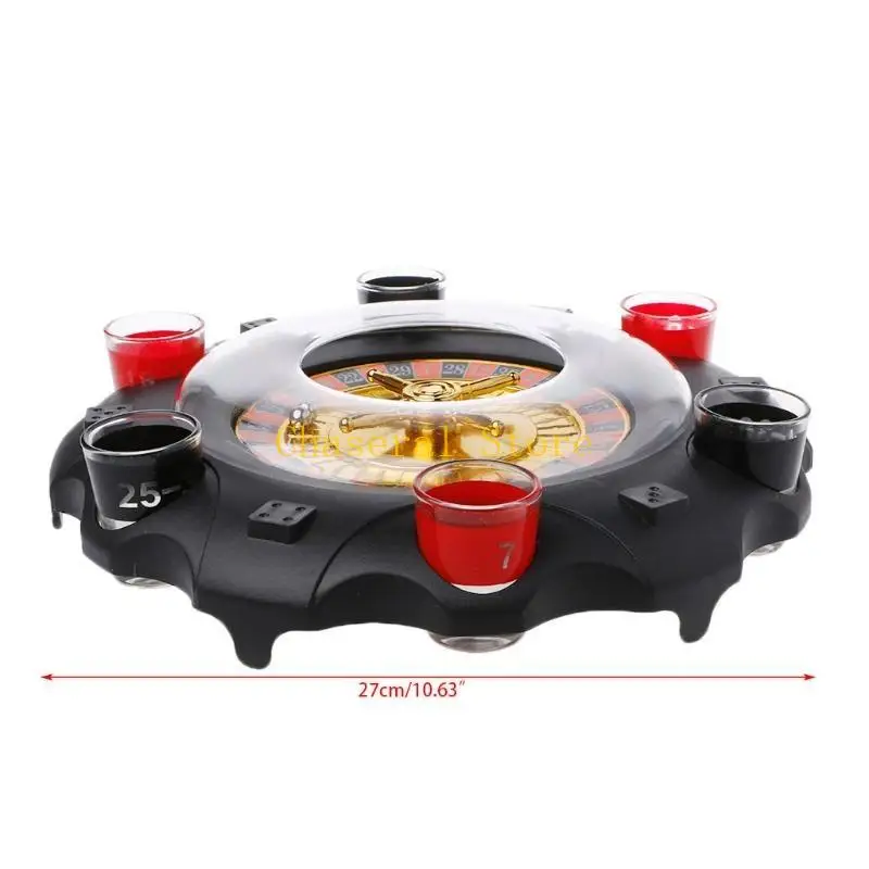 E7ce Electric Drinking Game Set roulette volwassen feest casino stijl 6 shotglazen cadeau